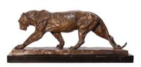 Bronzen sculptuur van een panter Bronzen sculptuur van een panter