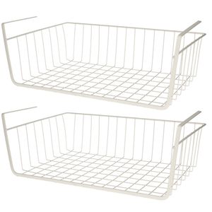 MSV Kastmandje - 4x - opberg/hang mandjes - rvs - wit - 30 x 27 x 16 cm