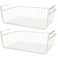 MSV Kastmandje - 4x - opberg/hang mandjes - rvs - wit - 30 x 27 x 16 cm