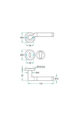 Krukgarn SEVILLE SC rvs mat/glans WC 8mm