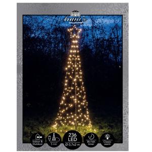 Vlaggenmast kerstboom met ster - kerstverlichting - 236 leds - H200 cm - warm wit