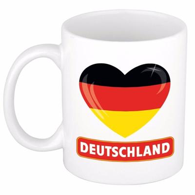 Hartjes vlag Duitsland koffiemok - drink beker - white - 300 ml - supporters
