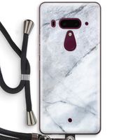 Witte marmer: HTC U12+ Transparant Hoesje met koord