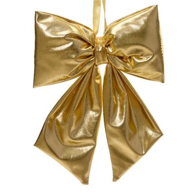 Grote decoratie strik - 20 x 31 cm - goud - metallic - kunststof - deur ornament kerststrik