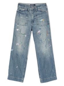 Ralph Lauren Kids jean en coton à effet taches de peinture - Bleu