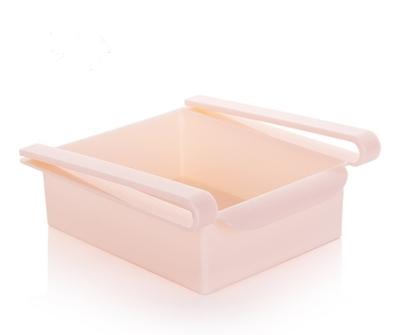 2 stks multifunctionele keuken koelkast opslag rack koelkast vriezer plank houder uittrekbare lade Organizer (roze)