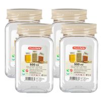 Voorraadpot/bewaarpot - 4x - 500 ml - kunststof - beige - B7 x H13 cm