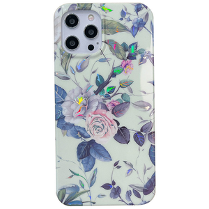 iPhone 12 Pro Max hoesje - Backcover - Softcase - Bloemenprint - Bloemen - TPU - Groen/Roze