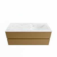 MONDIAZ VICA-DLUX 120cm badmeubel onderkast Oro 2 lades. Inbouw wastafel CLOUD rechts 1 kraangat, kleur Opalo.