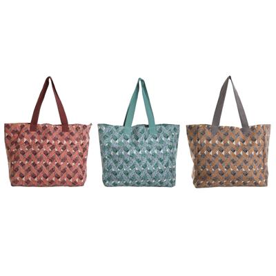 Dames handtas Home ESPRIT Bruin Turkoois Koraal 55 x 14 x 35 cm (3 Stuks)
