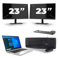 HP EliteBook 845 G7 - AMD Ryzen 7 PRO 4750U - 14 inch - 16GB RAM - 256GB SSD - Windows 10 Home + 2x 23 inch Monitor HP EliteBook 845 G7 - AMD Ryzen 7 PRO 4750U - 14 inch - 16GB RAM - 256GB SSD - Windows 10 Home + 2x 23 inch Monitor