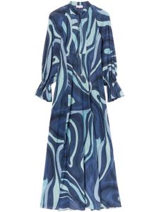 PUCCI robe longue en coton à imprimé Marmo - Bleu