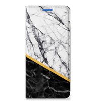 OPPO Reno6 5G Standcase Marmer Wit Zwart - Origineel Cadeau Man - thumbnail