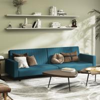 Slaapbank 2-zits fluweel blauw - thumbnail