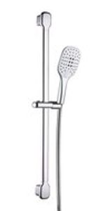 HAITI II doucheset, Chroom antikalk nozzles handdouche met 3 functies douchekop: Ø ca. 10 x 26 cm metalen douchstang, lengte: ca. 74 cm wandbevestiging flexibele doucheslang van kunststof