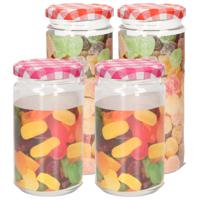 Weckpotten/inmaakpot set Classic - 4x - 450/650 ml - kunststof - draaideksel - rood