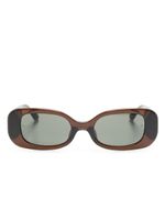 Linda Farrow engraved-logo arm sunglasses - Marron