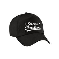Super trucker pet /cap zwart voor volwassenen - vrachtwagenchauffeur cadeau   -