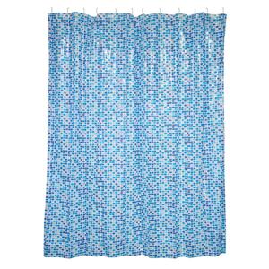 Douchegordijn - blauw tegels patroon - PVC - 180 x 200 cm - wasbaar