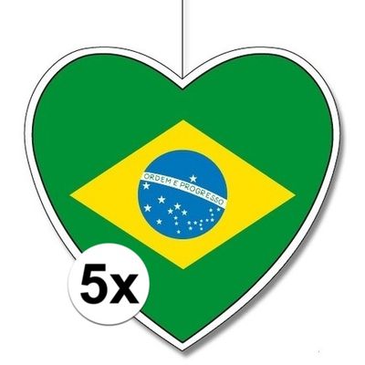 5x Brazili? hangdecoratie harten 28 cm
