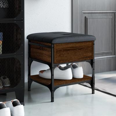Schoenenbank 42x42x45 cm bewerkt hout bruin eikenkleur
