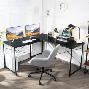 Bureau L-vorm Omkeerbaar Hoekbureau met Monitorstandaard Hoektafel met 3 Kabelgaten Gaming Computertafel 150 x 150 x 74 cm