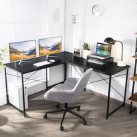 Bureau L-vorm Omkeerbaar Hoekbureau met Monitorstandaard Hoektafel met 3 Kabelgaten Gaming Computertafel 150 x 150 x 74 cm