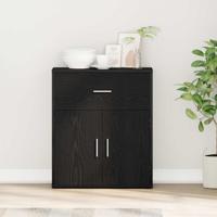 Dressoir met lade Zwart eiken 60 x 31 x 70 cm Bewerkt hout