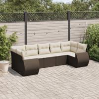 7-delige Loungeset met kussens poly rattan bruin