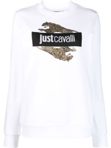 Just Cavalli sweat à logo strassé - Blanc