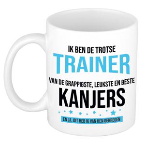 Cadeau koffie/thee mok voor trainer/coach - blauw - trotse trainer - keramiek - 300 ml