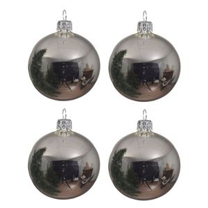 4x Glazen kerstballen glans zilver 10 cm kerstboom versiering/decoratie   -