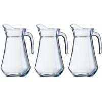 Water karaf - 3x - schenkkan - glas - 1.3 liter - hoogte 22 cm - waterkan