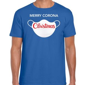 Merry corona Christmas fout Kerstshirt / outfit blauw voor heren
