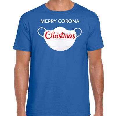 Merry corona Christmas fout Kerstshirt / outfit blauw voor heren