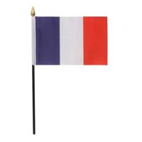 Frankrijk - mini vlaggetje van 10 x 15 cm op stokje - Landen vlag - H27 cm