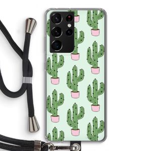 Cactus Lover: Samsung Galaxy S21 Ultra Transparant Hoesje met koord