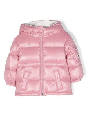 Moncler Enfant doudoune à patch logo en coton - Rose