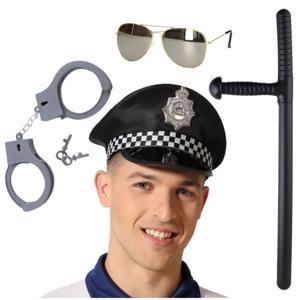 Politie agent verkleed set - 4 delig - volwassenen - politiepet en accessoires