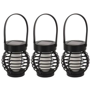 Set van 3x stuks zwarte solar LED lantaarns 11 cm