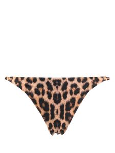 Noire Swimwear bas de bikini à imprimé léopard - Marron