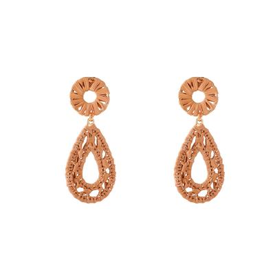 Day&Eve Oorbellen Raffia Dangle Taupe | Goud
