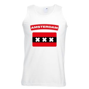 Amsterdam vlag mouwloos shirt wit heren 2XL  -