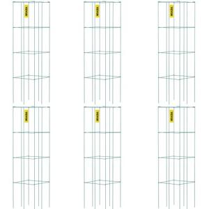 VEVOR Tomatenkooien 37 x 37 x 100 cm Set van 6 vierkante plantensteunkooien Robuuste groene tomatentorens van PVC-gecoat staal voor het beklimmen van groenten, planten, bloemen en fruit