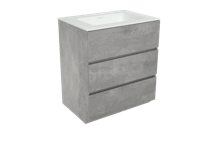 Storke Edge staand badkamermeubel 75 x 52,5 cm beton donkergrijs met Mata enkele wastafel in matte Solid Surface