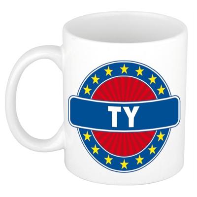 Ty voornaam koffiemok - beker - wit/blauw - 300 ml - Cadeau - Heren - Collega - Vaderdag Ty voornaam koffiemok - beker - wit/blauw - 300 ml - Cadeau - Heren - Collega - Vaderdag