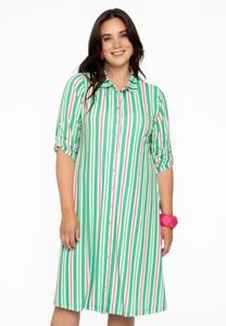 Yoek Blouse-jurk STRIPY | Groen | Maat 46/48