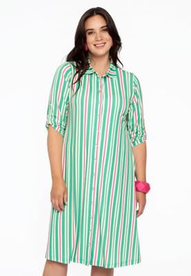 Yoek Blouse-jurk STRIPY | Groen | Maat 58/60
