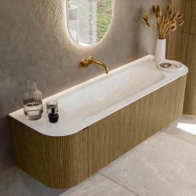 Badmeubel Mondiaz Kurve-Dlux | 150 cm cm | Meubelkleur Dusk | Wastafelkleur Opalo | Solid surface | Wasbak midden spoelbak | Zonder kraangat(en)