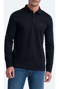 Pierre Cardin Modern Fit Poloshirt lange mouw blauw, Melange